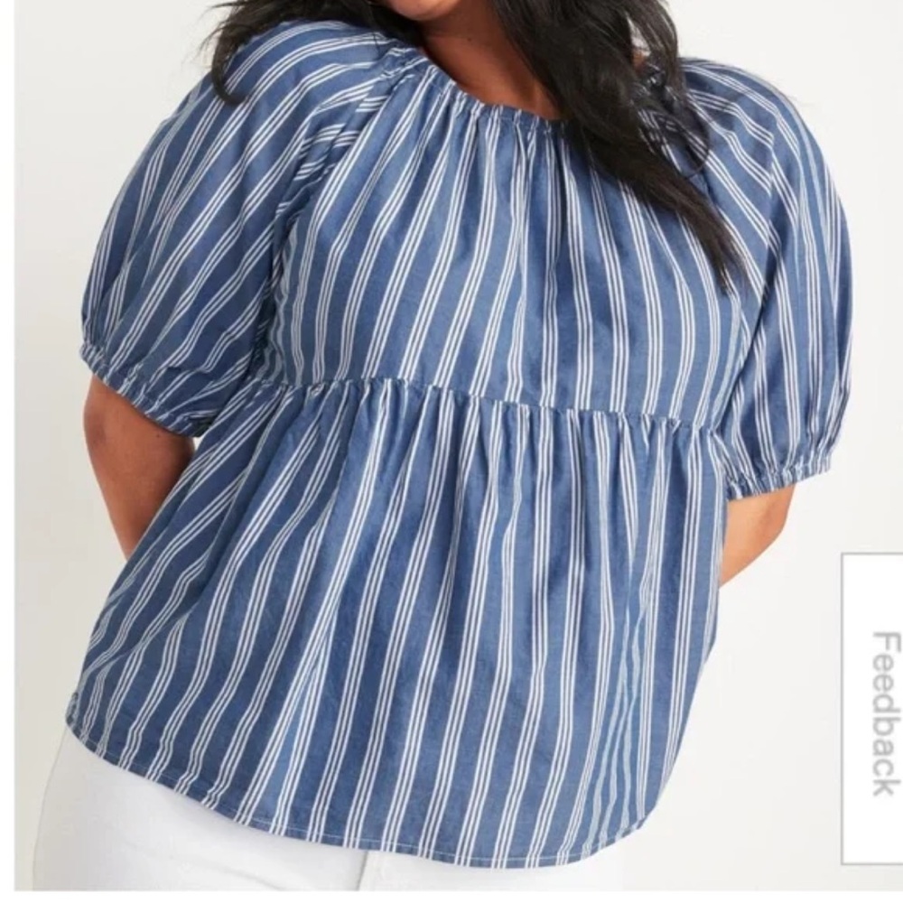 Old Navy Patterned Puff Sleeve Swing Top For Women. Size L (416)